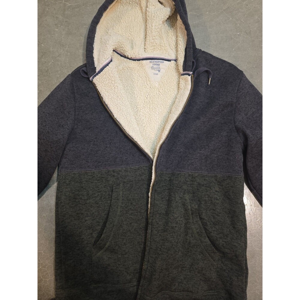 Weatherproof Men's Green Gray Sherpa Lined Full Zip Hoodie Size Medium